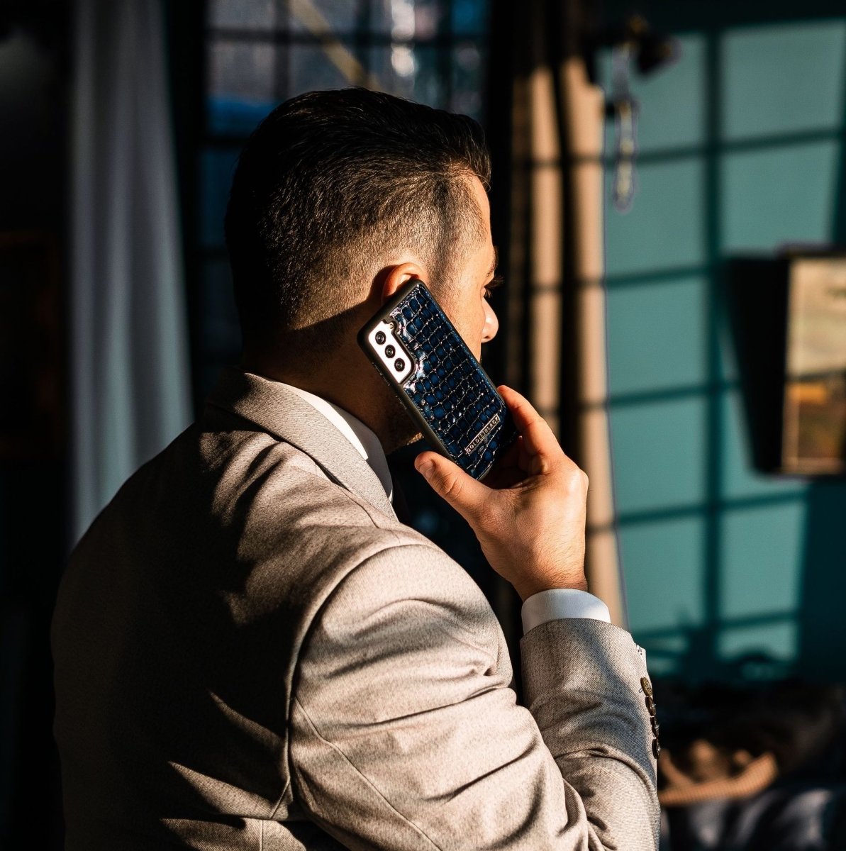 Samsung S21 Lederhülle Milano Blau - GOLDBLACKpremium