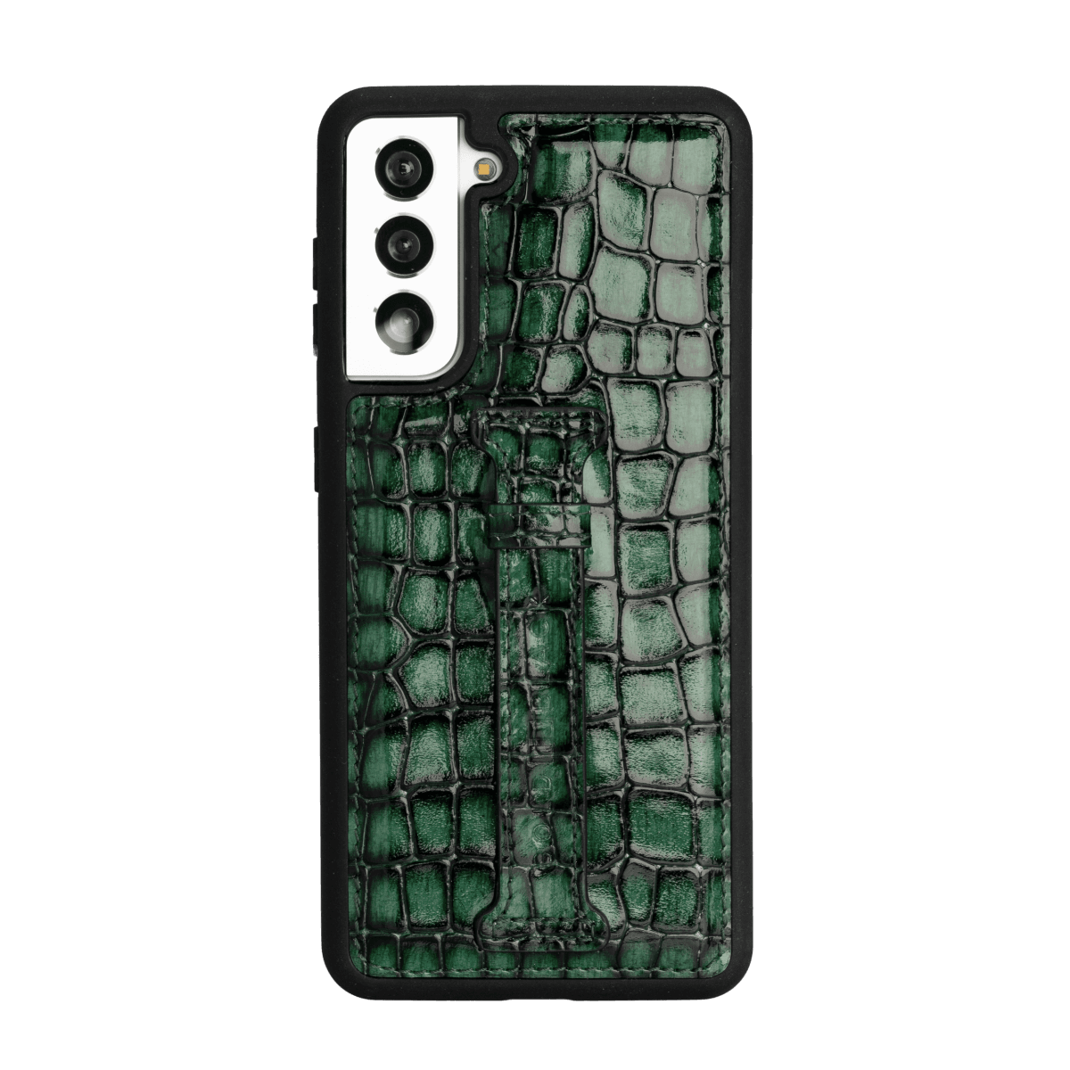 Samsung S21 Lederhülle mit Fingerschlaufe Milano Grün - GOLDBLACKpremium