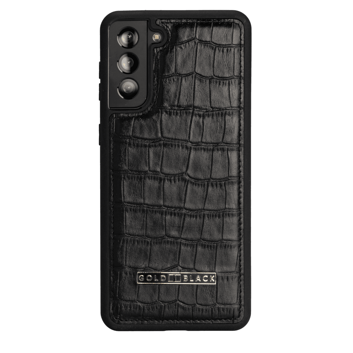 Samsung S21 Plus Lederhülle Croco Schwarz - GOLDBLACKpremium