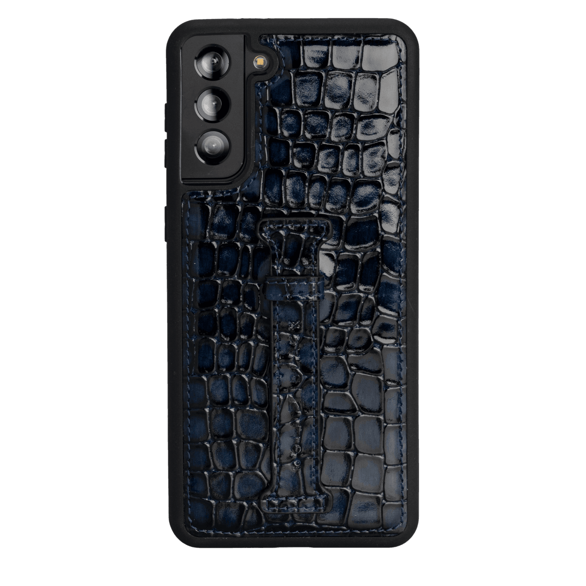 Samsung S21 Plus Lederhülle mit Fingerschlaufe Milano Blau - GOLDBLACKpremium