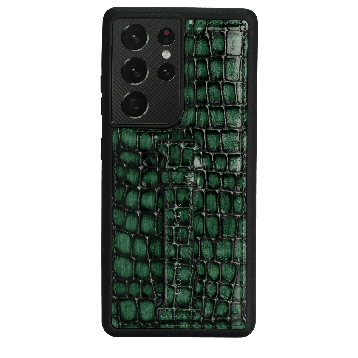 Samsung S21 Ultra Lederhülle mit Fingerschlaufe Milano Grün - GOLDBLACKpremium