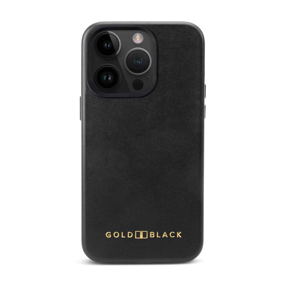 iPhone 15 Pro Lederhülle Luxe schwarz mit MagSafe - GOLDBLACKpremium