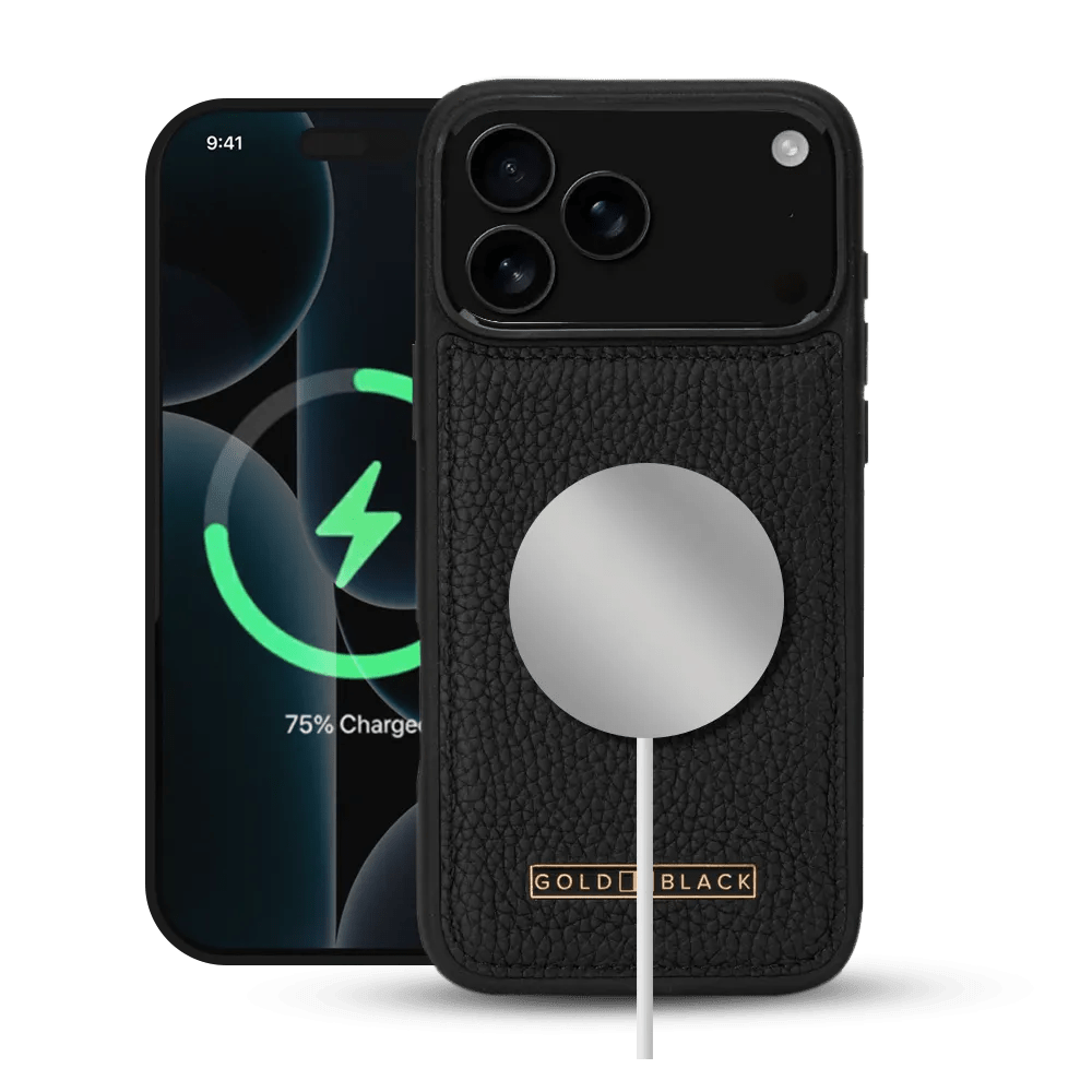 iPhone 17 Pro Max Lederhülle Nappa - MagSafe kompatibel - GOLDBLACKpremium