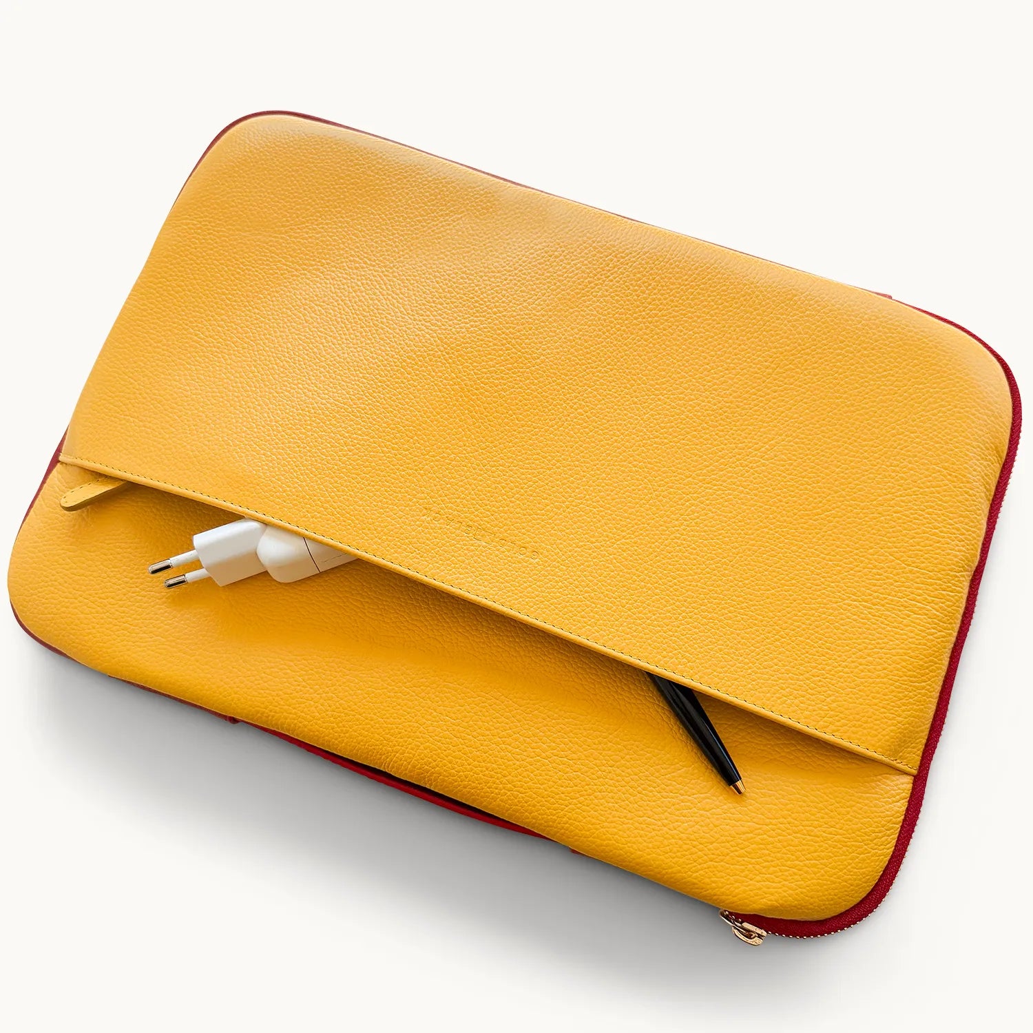 Hochwertige Notebook - Tasche aus vollnarbigem Nappaleder - GOLDBLACKpremium