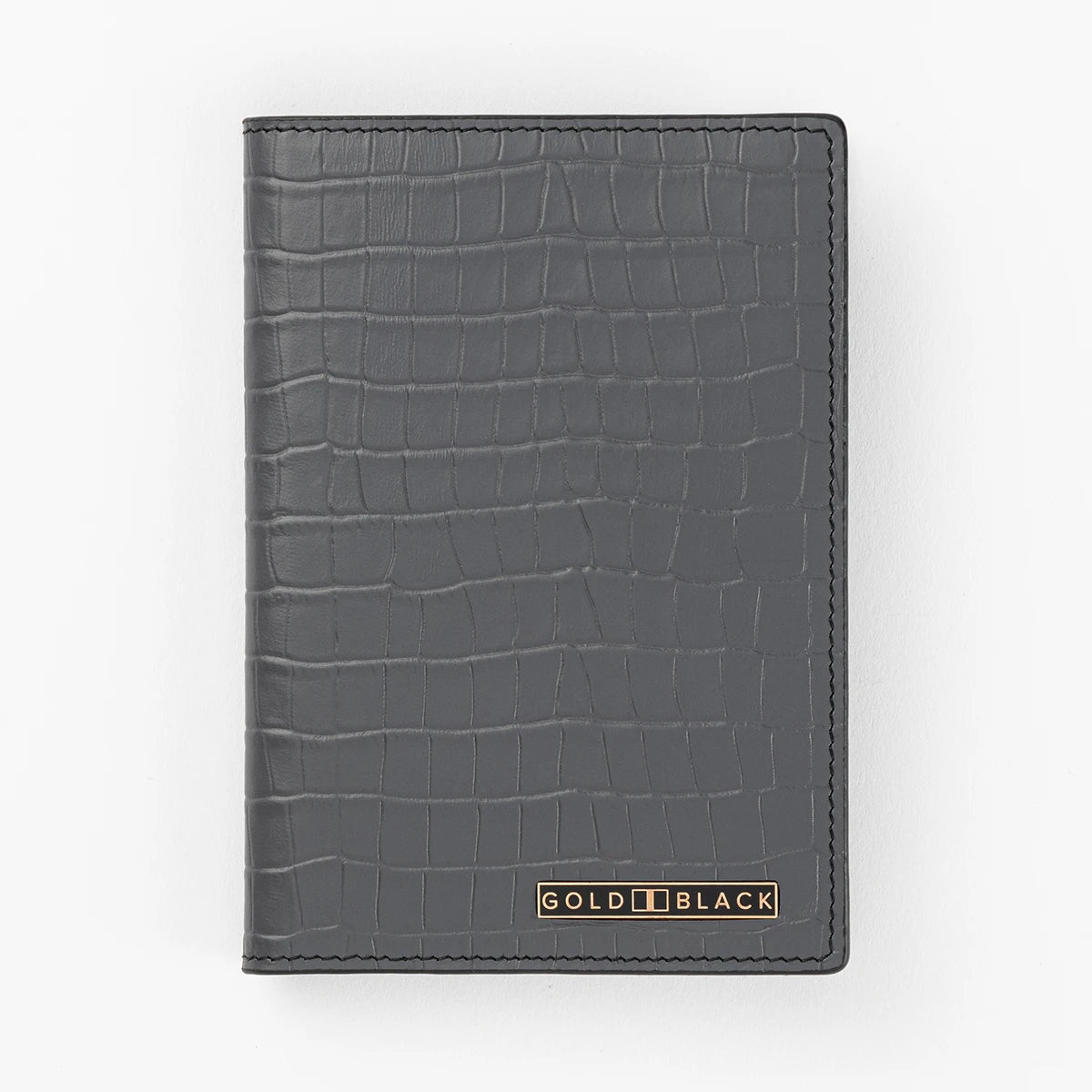 CrocPrestige – Reisepassetui aus echtem Leder in Grau - GOLDBLACKpremium