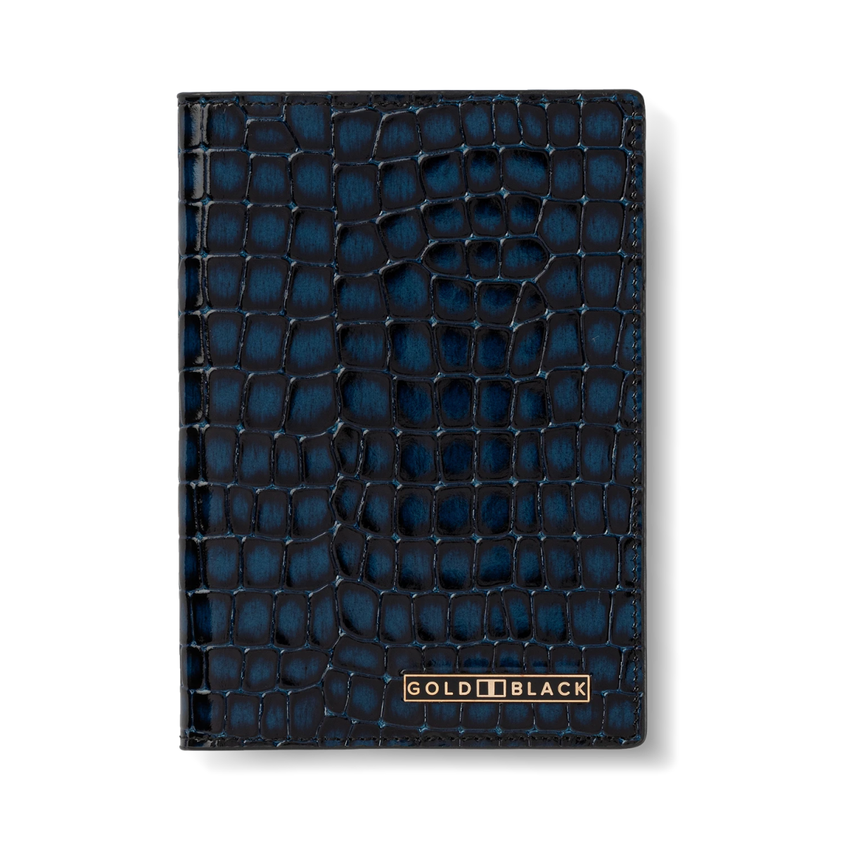 Milano – Reisepassetui aus echtem Leder mit Krokodilhautprägung - GOLDBLACKpremium