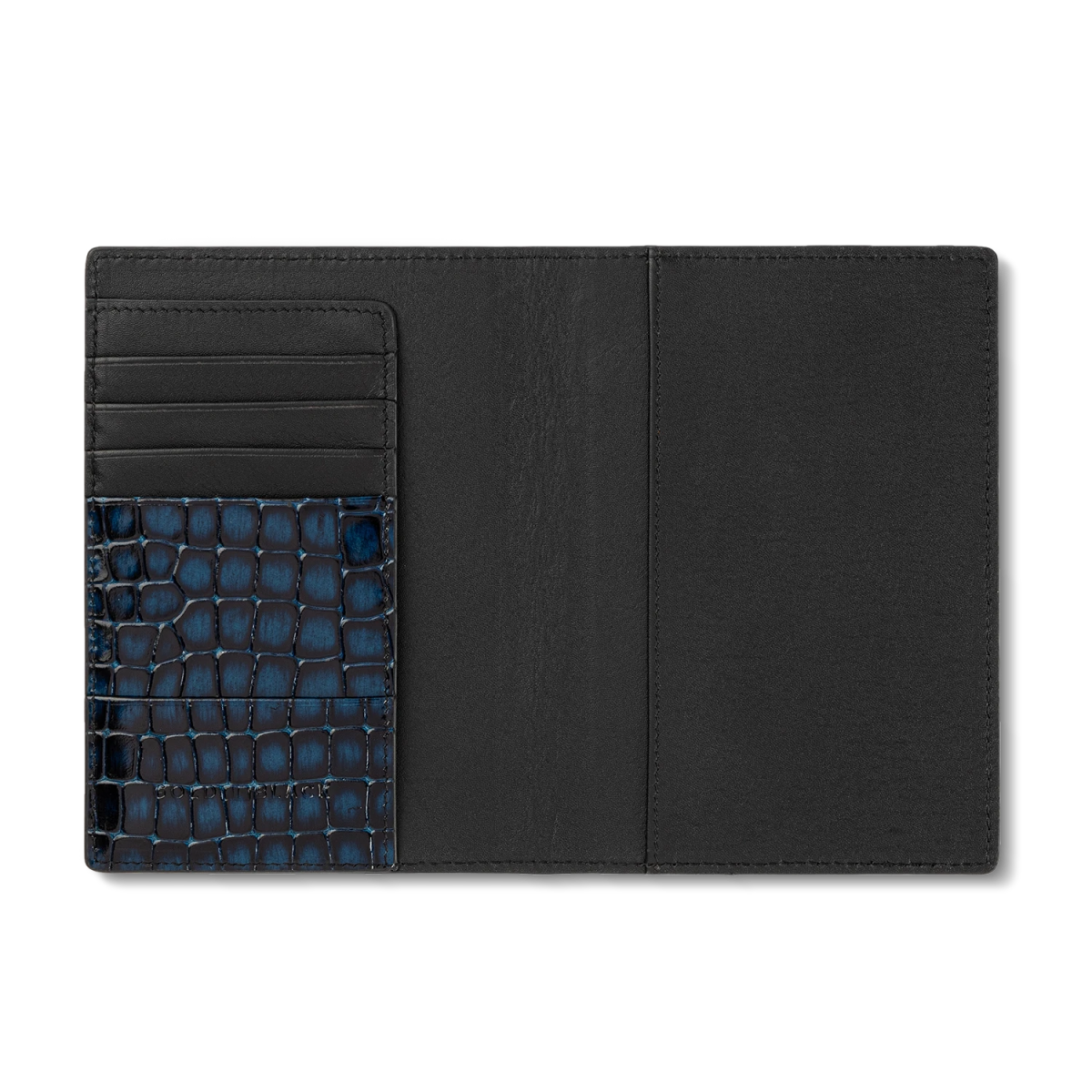 Milano – Reisepassetui aus echtem Leder mit Krokodilhautprägung - GOLDBLACKpremium
