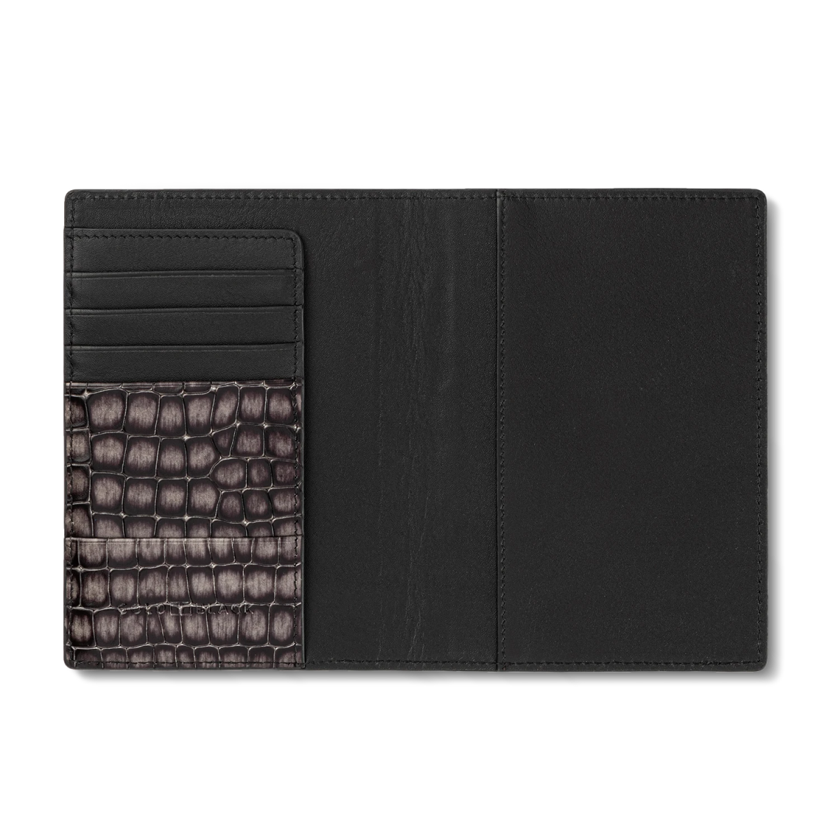 Milano – Reisepassetui aus echtem Leder mit Krokodilhautprägung - GOLDBLACKpremium