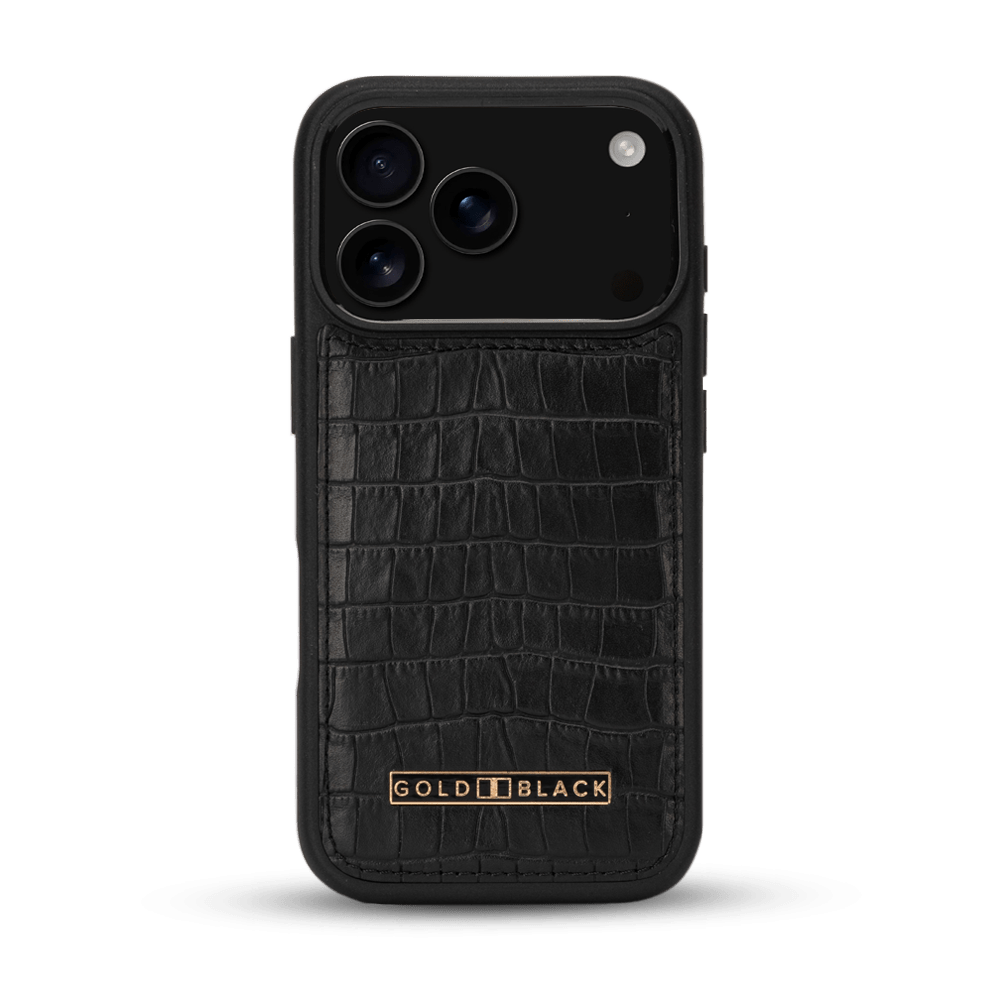 iPhone 17 Pro Lederhülle CrocPrestige - MagSafe kompatibel - GOLDBLACKpremium