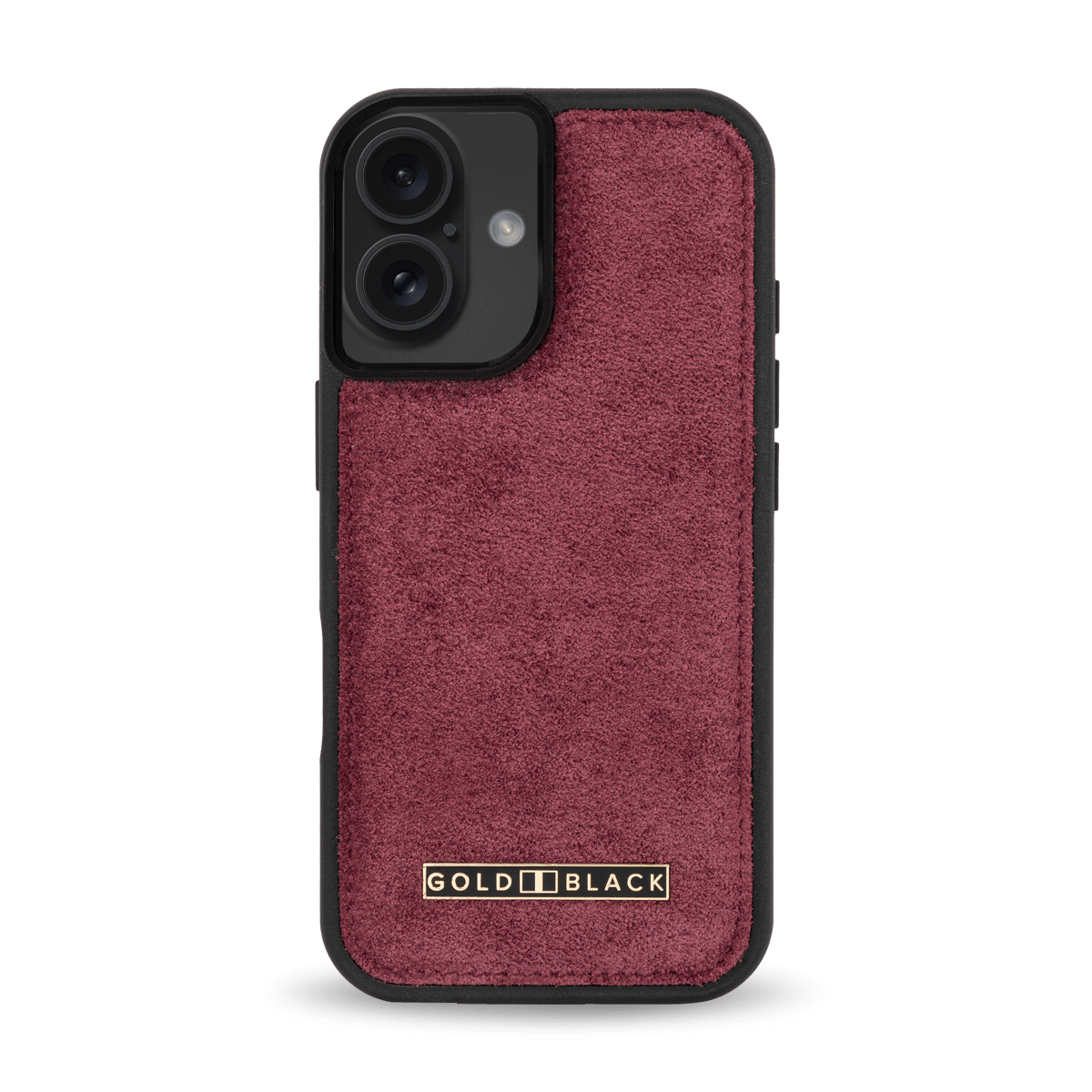 iPhone 16 Lederhülle Luxe Suede Bordeaux - GOLDBLACKpremium