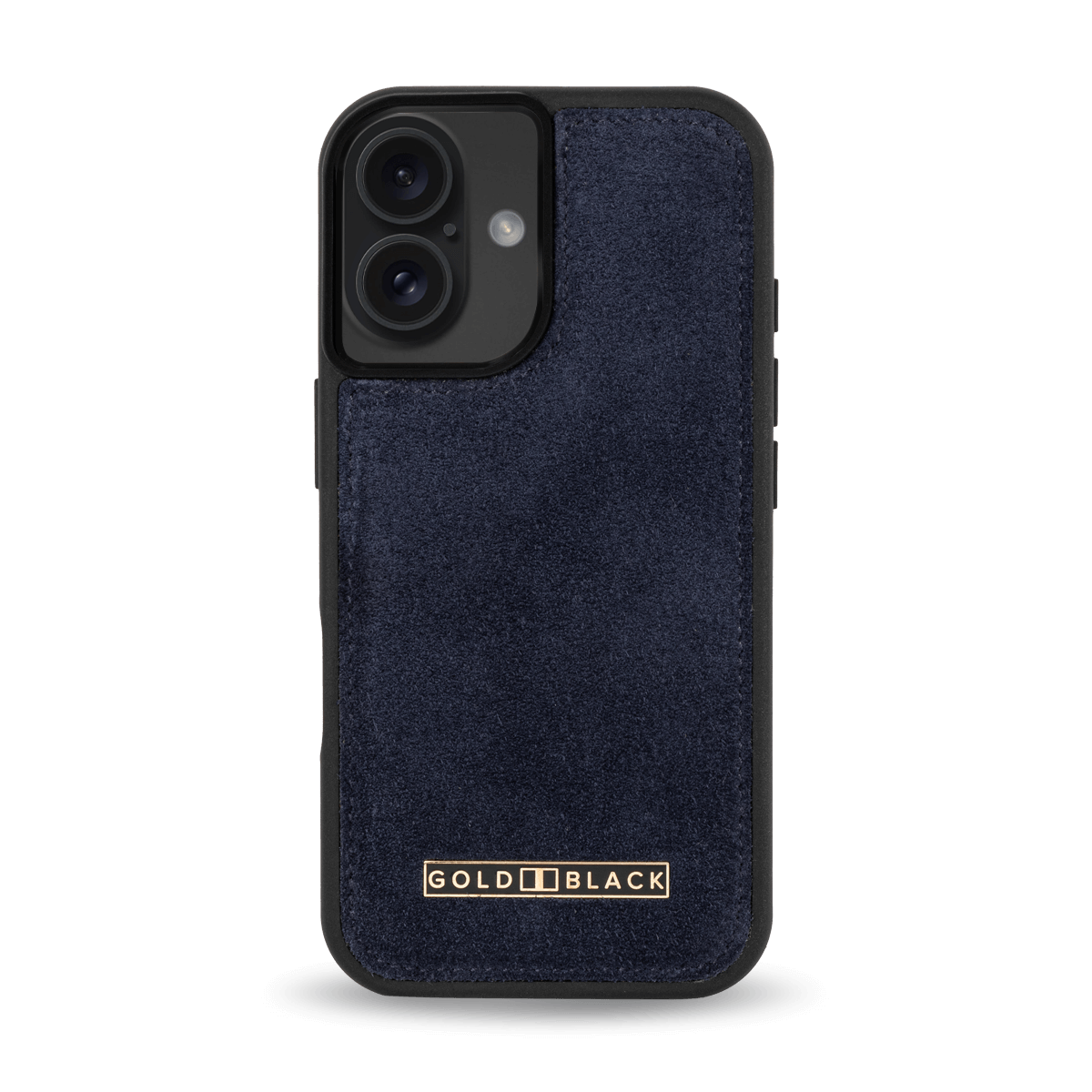iPhone 16 Lederhülle Luxe Suede Navy Blau - GOLDBLACKpremium