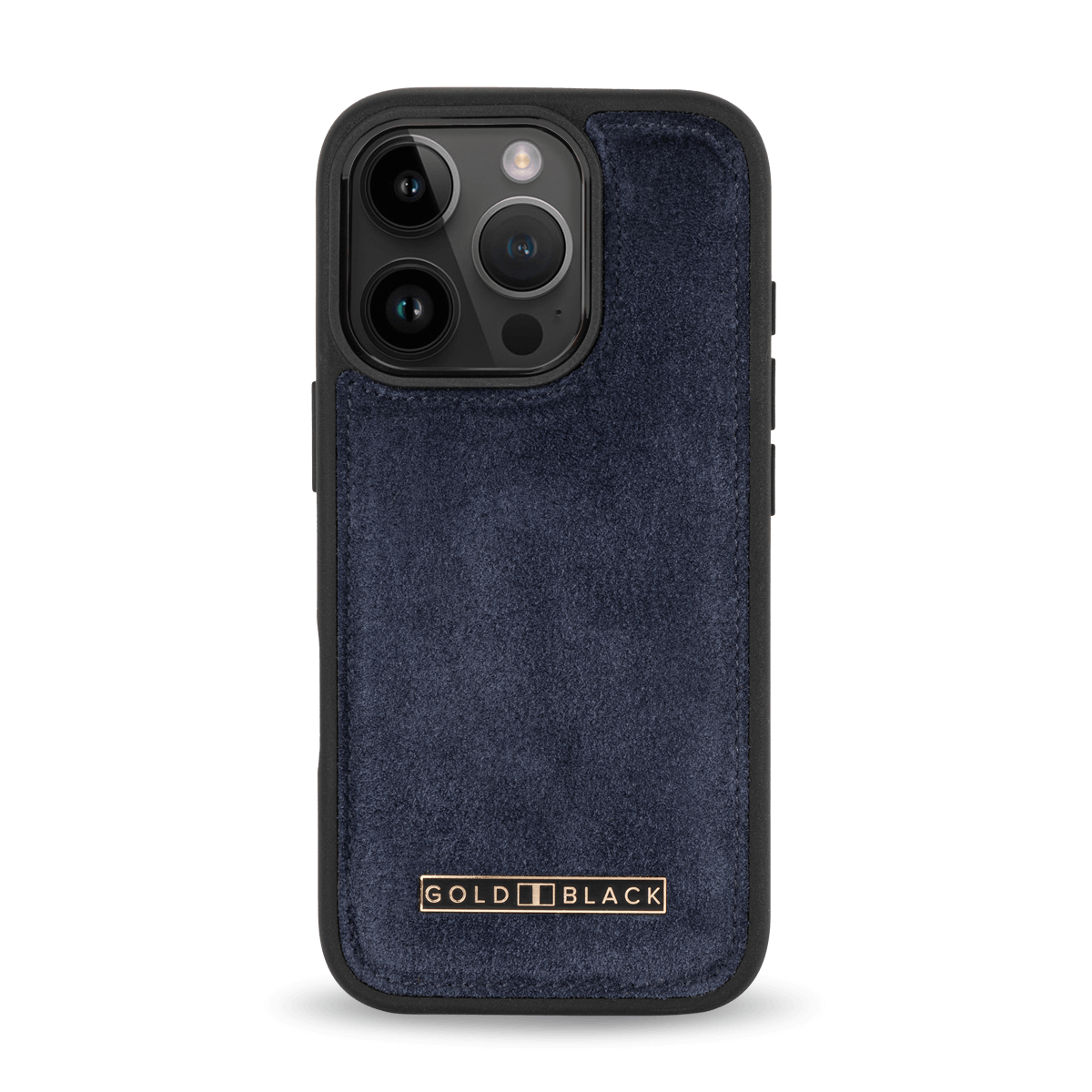 iPhone 16 Pro Lederhülle Luxe Suede Navy Blau - GOLDBLACKpremium