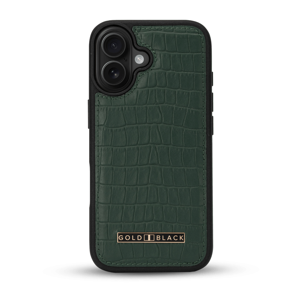 iPhone 17 Lederhülle CrocPrestige - MagSafe kompatibel - GOLDBLACKpremium