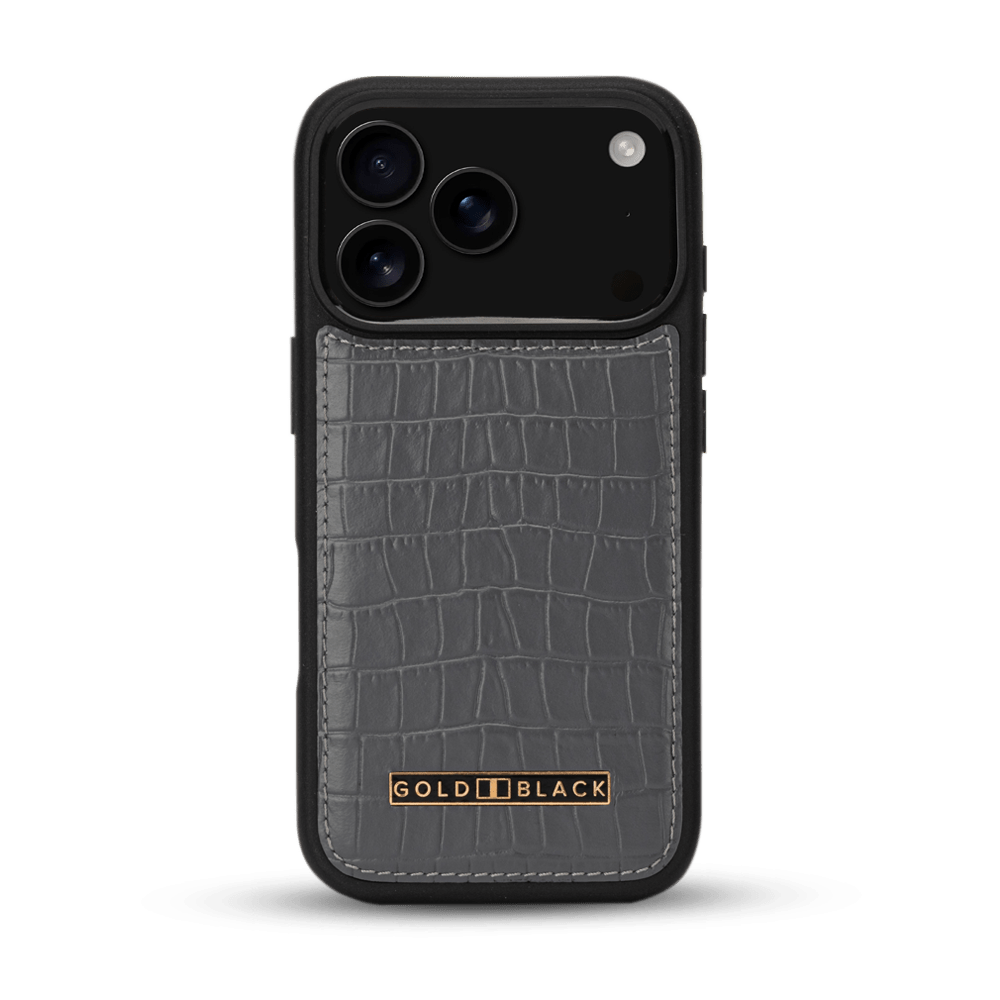 iPhone 17 Pro Lederhülle CrocPrestige - MagSafe kompatibel - GOLDBLACKpremium