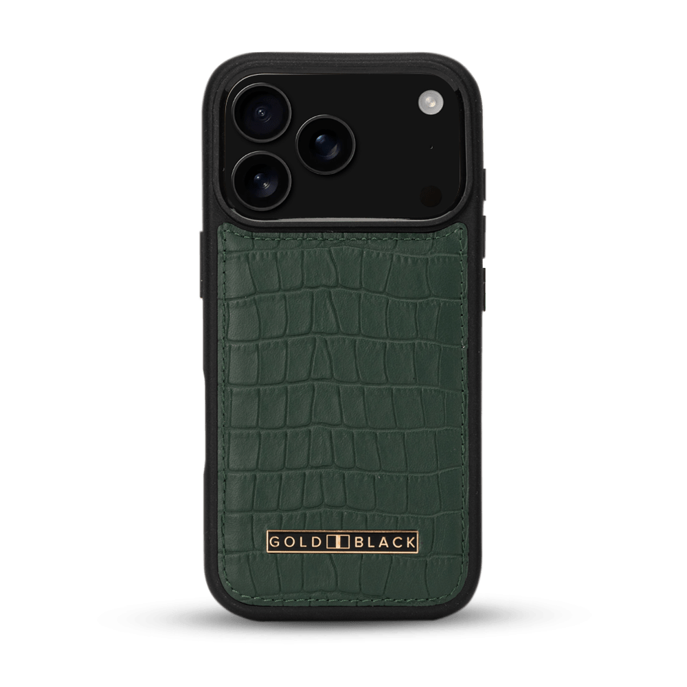 iPhone 17 Pro Lederhülle CrocPrestige - MagSafe kompatibel - GOLDBLACKpremium