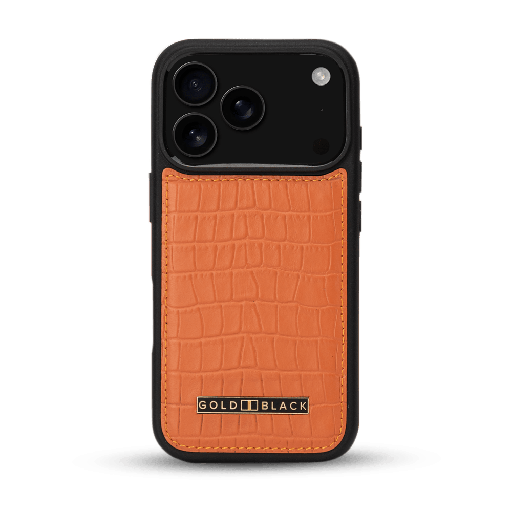 iPhone 17 Pro Lederhülle CrocPrestige - MagSafe kompatibel - GOLDBLACKpremium