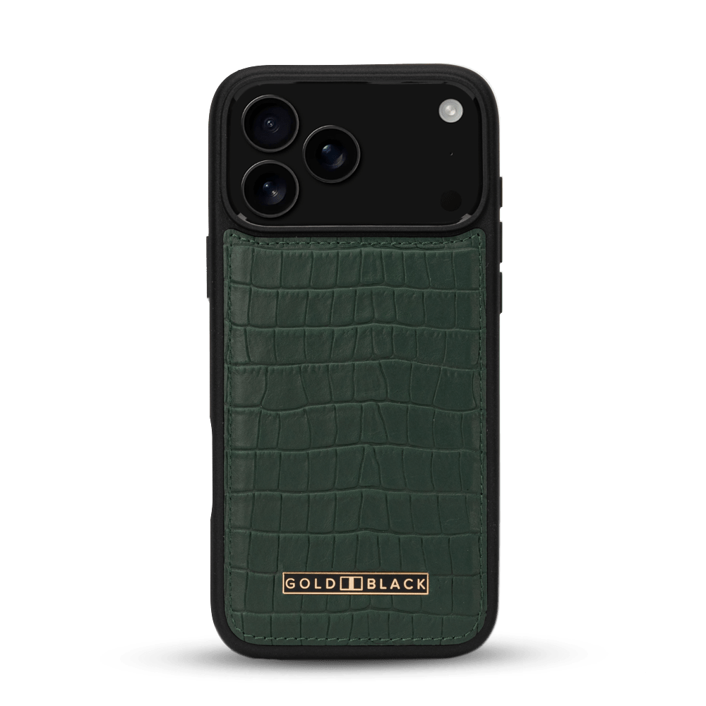 iPhone 17 Pro Max Lederhülle CrocPrestige - MagSafe kompatibel - GOLDBLACKpremium