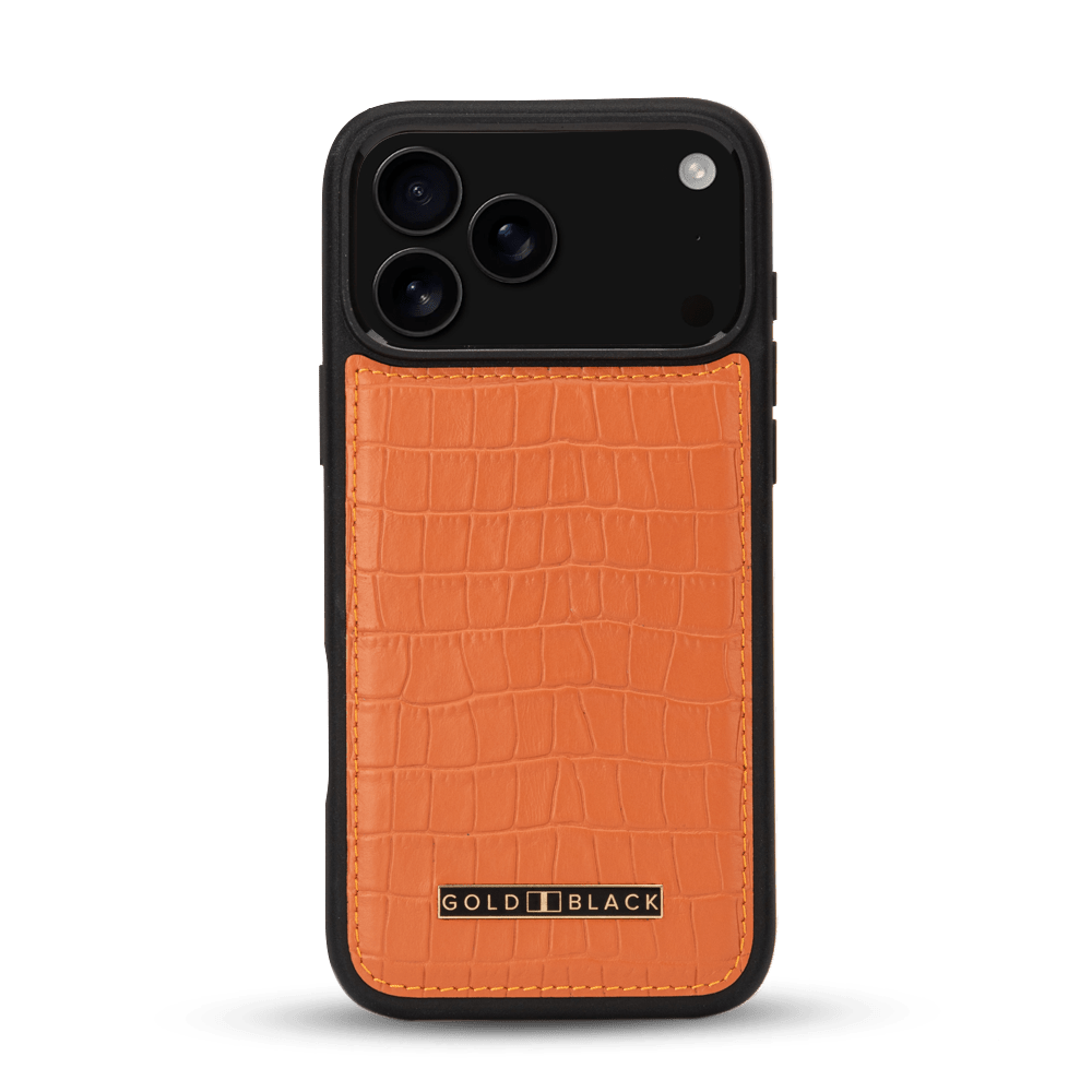 iPhone 17 Pro Max Lederhülle CrocPrestige - MagSafe kompatibel - GOLDBLACKpremium