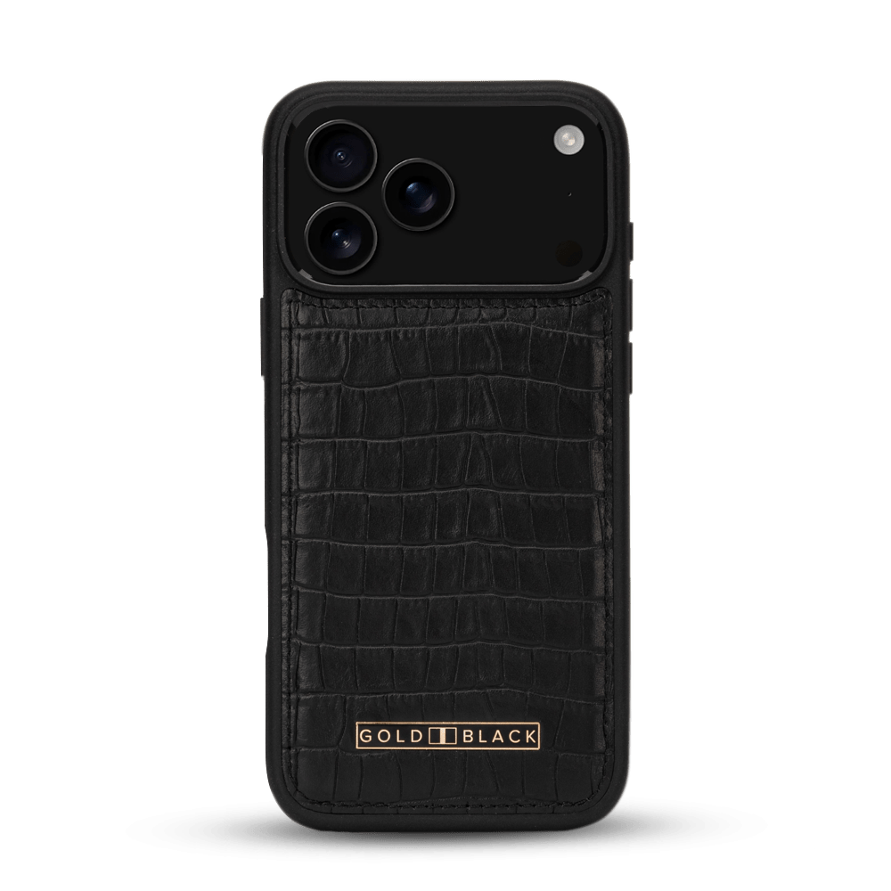 iPhone 17 Pro Max Lederhülle CrocPrestige - MagSafe kompatibel - GOLDBLACKpremium