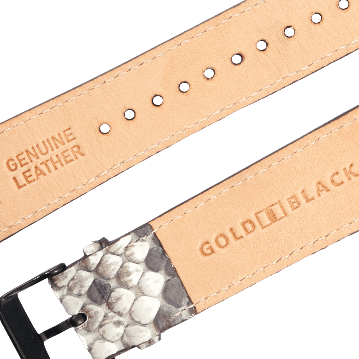 Apple Watch Armband Pythonleder natural (Adapter schwarz) - GOLDBLACKpremium
