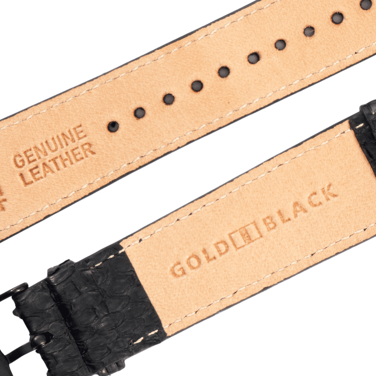 Apple Watch Armband Pythonleder Tiefschwarz (Adapter schwarz) - GOLDBLACKpremium