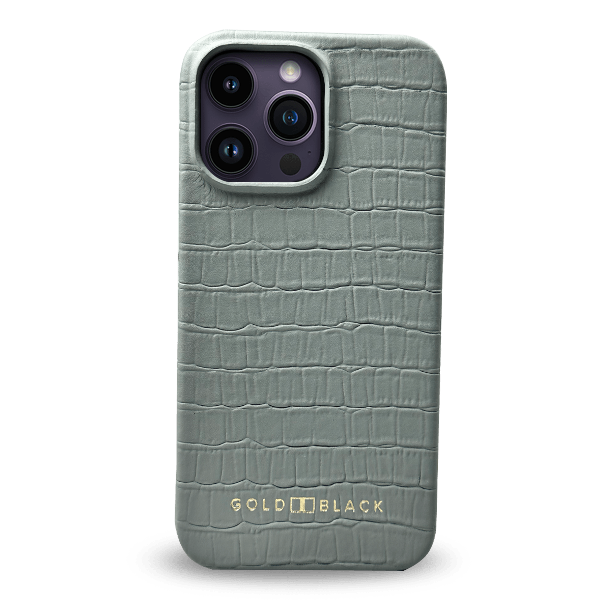 iPhone 14 Pro Max Slim Lederhülle Kroko-Prägung pastel grün - GOLDBLACKpremium