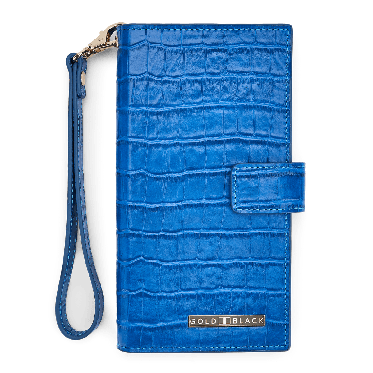 Billion Geldbörse mit Handyfach aus Leder Kroko-Prägung Blau - GOLDBLACKpremium