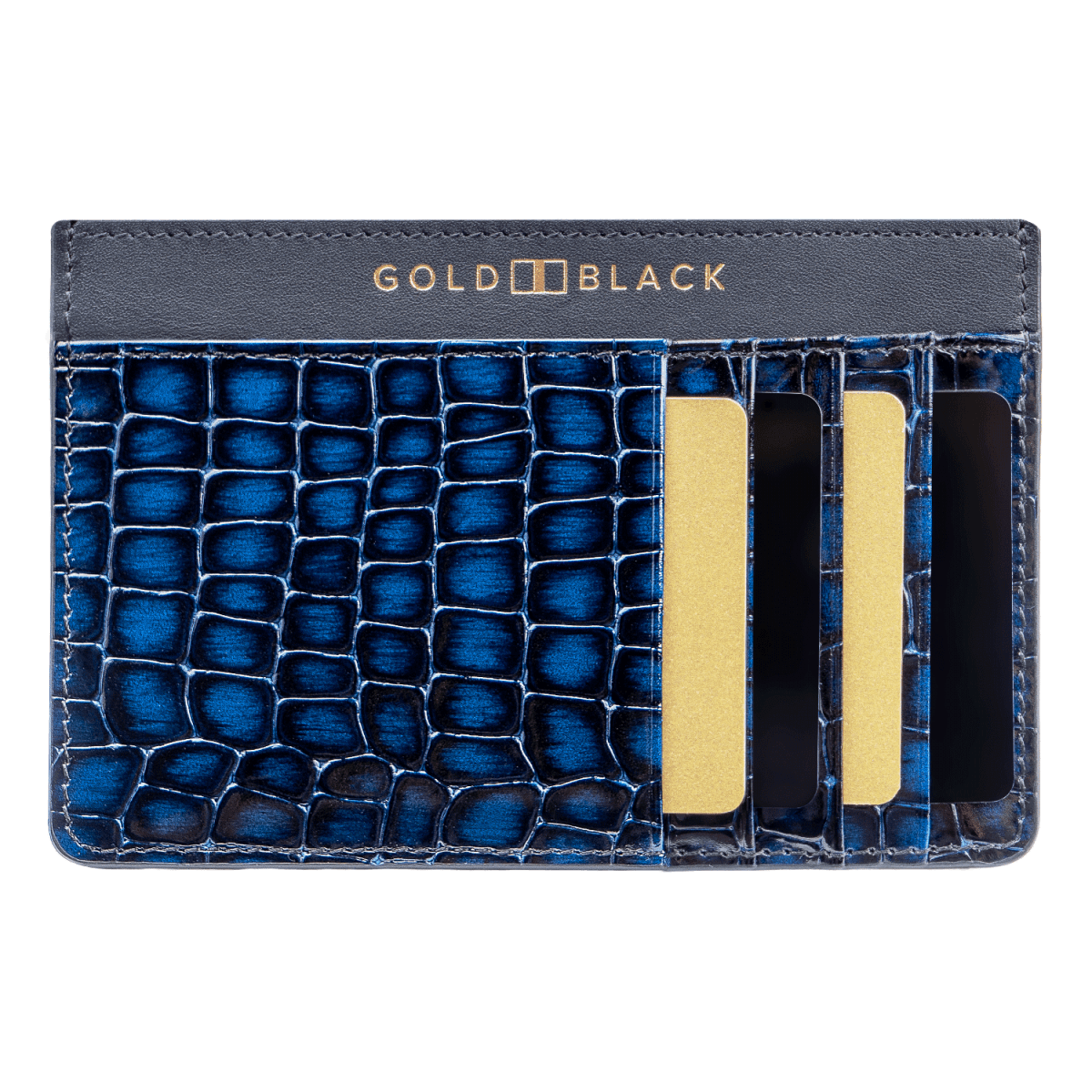 Royal Kartenetui Leder MILANO-Design Blau - GOLDBLACKpremium