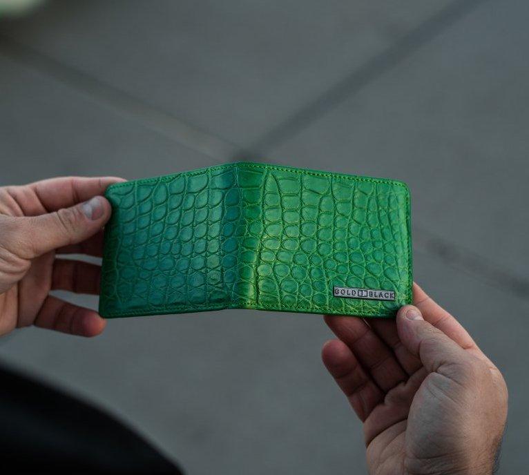 Geldbörse GM Krokodilleder grün - GOLDBLACKpremium