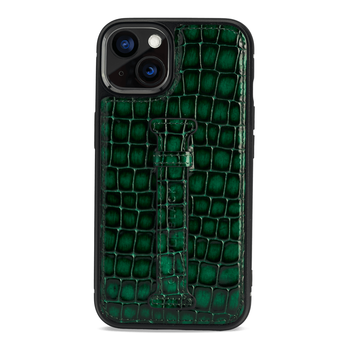 iPhone 13 Leder Case mit Fingerschlaufe Milano-Design grün - GOLDBLACKpremium