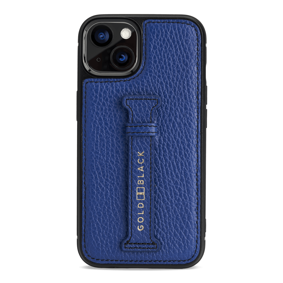 iPhone 13 Leder Case mit Fingerschlaufe Nappa blau - GOLDBLACKpremium