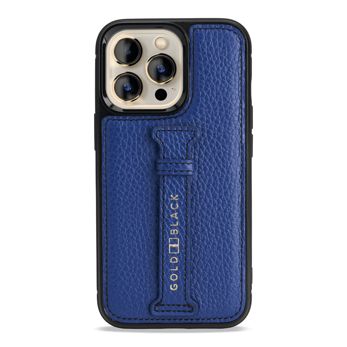 iPhone 13 Pro Leder Case mit Fingerschlaufe Nappa blau - GOLDBLACKpremium