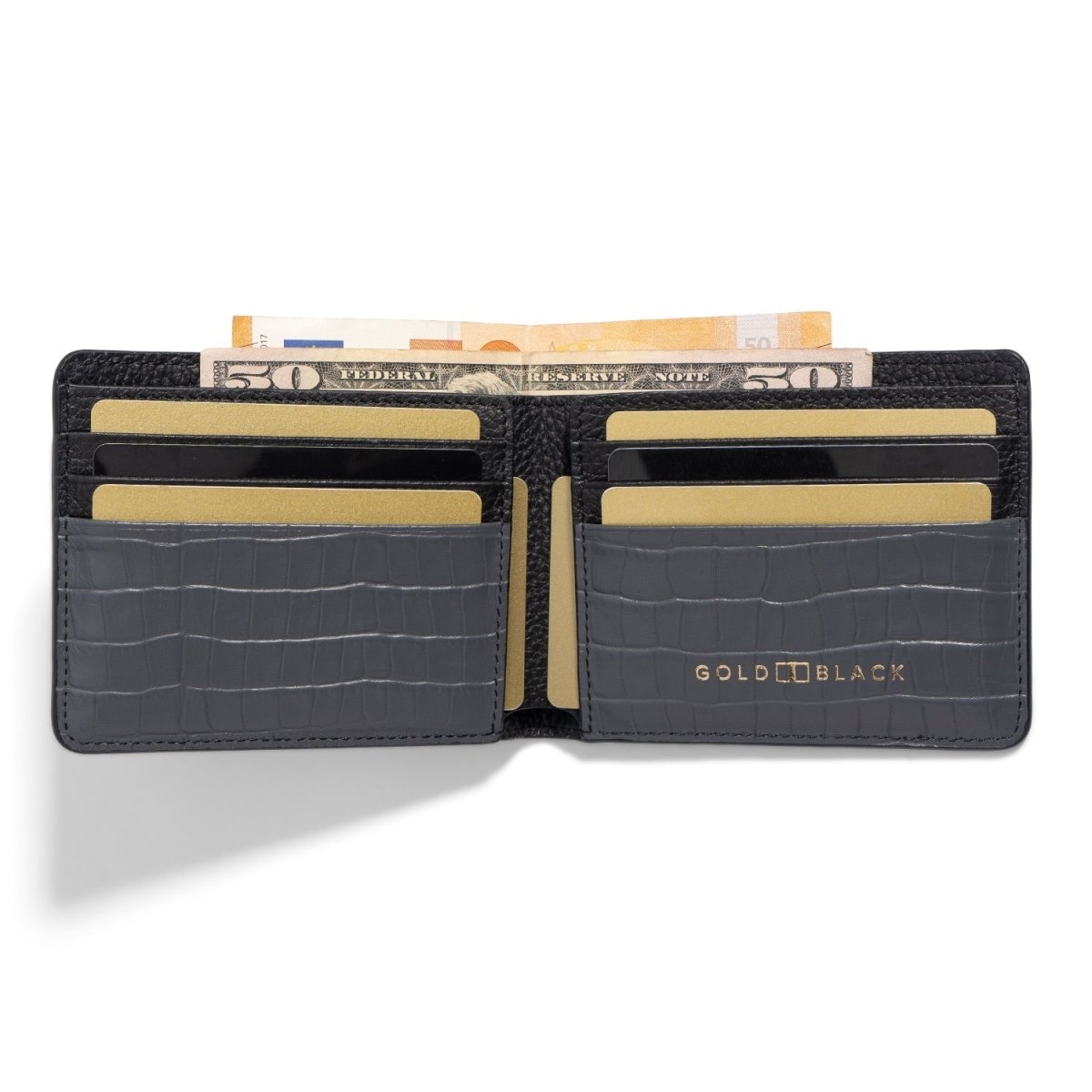 Geldbörse CrocPrestige aus echtem Leder in grau - GOLDBLACKpremium