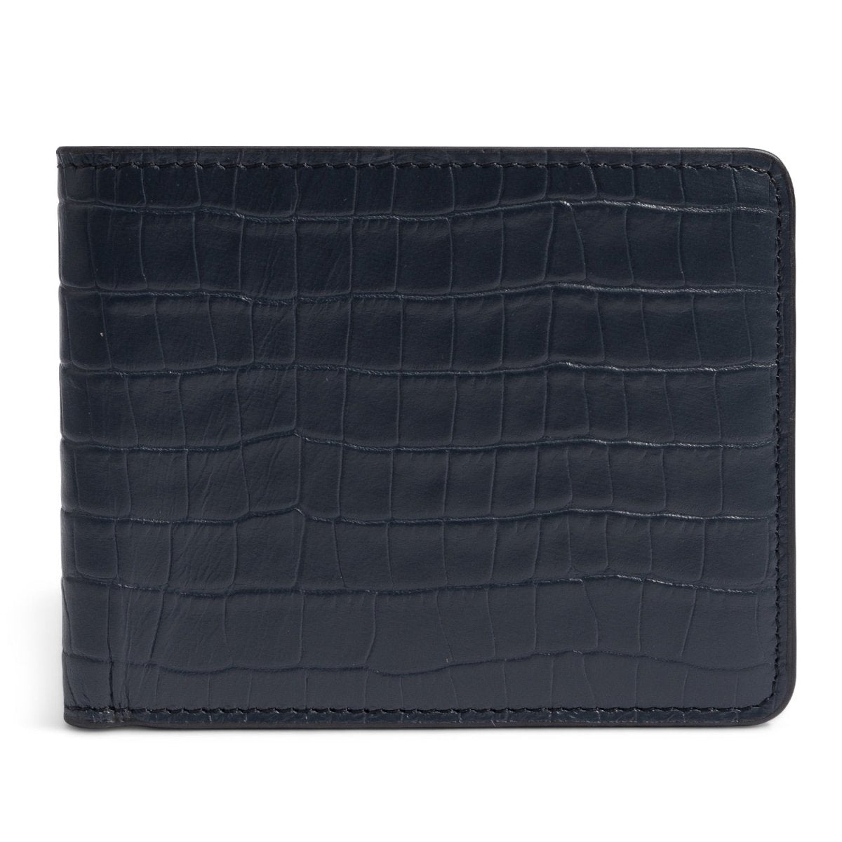 Geldbörse CrocPrestige aus echtem Leder in navy blau - GOLDBLACKpremium