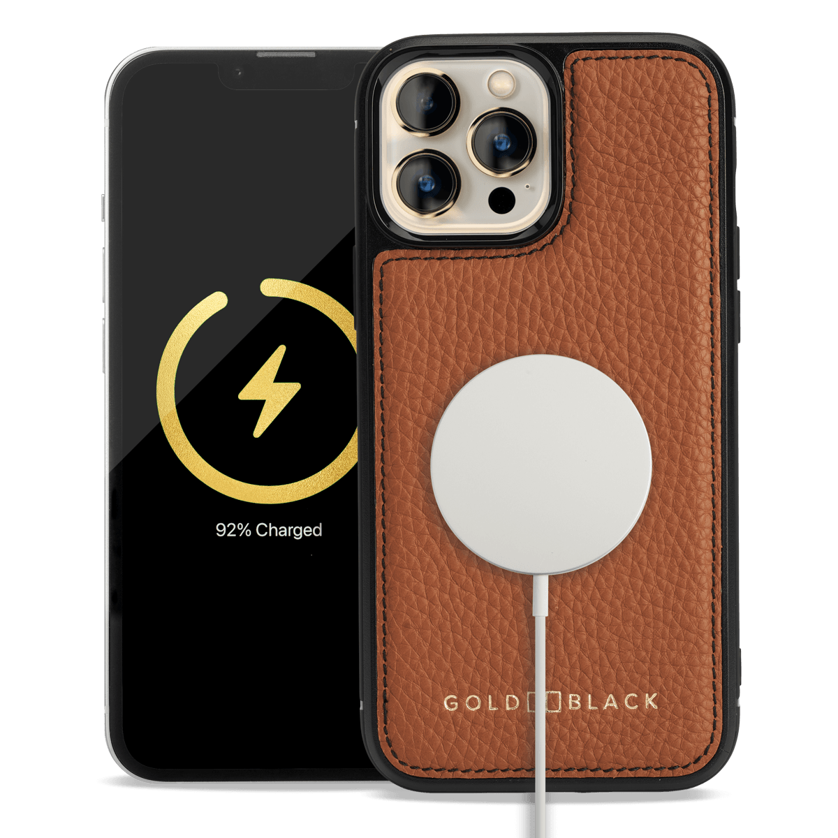 iPhone 13 Pro Max MagSafe Leder Case Nappa braun - GOLDBLACKpremium