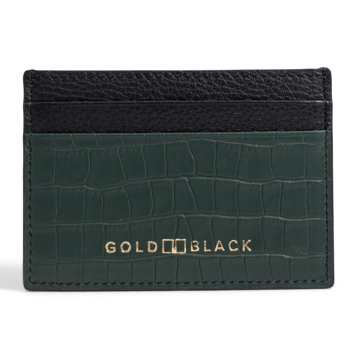 Kartenetui CrocPrestige aus echtem Leder in grün - GOLDBLACKpremium