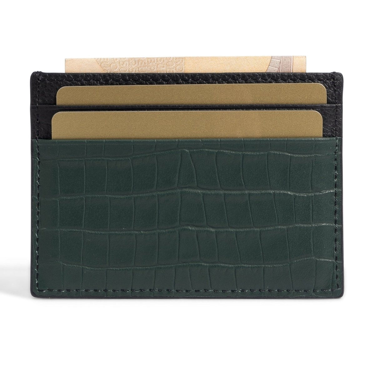 Kartenetui CrocPrestige aus echtem Leder in grün - GOLDBLACKpremium