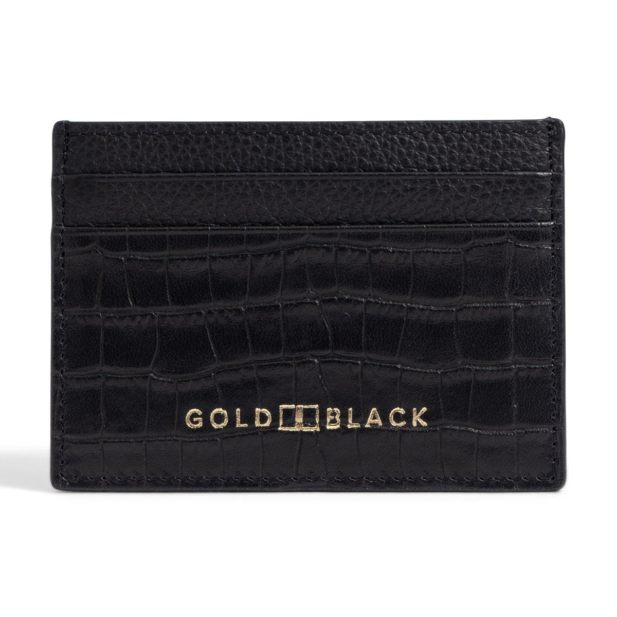 Kartenetui CrocPrestige aus echtem Leder in schwarz - GOLDBLACKpremium