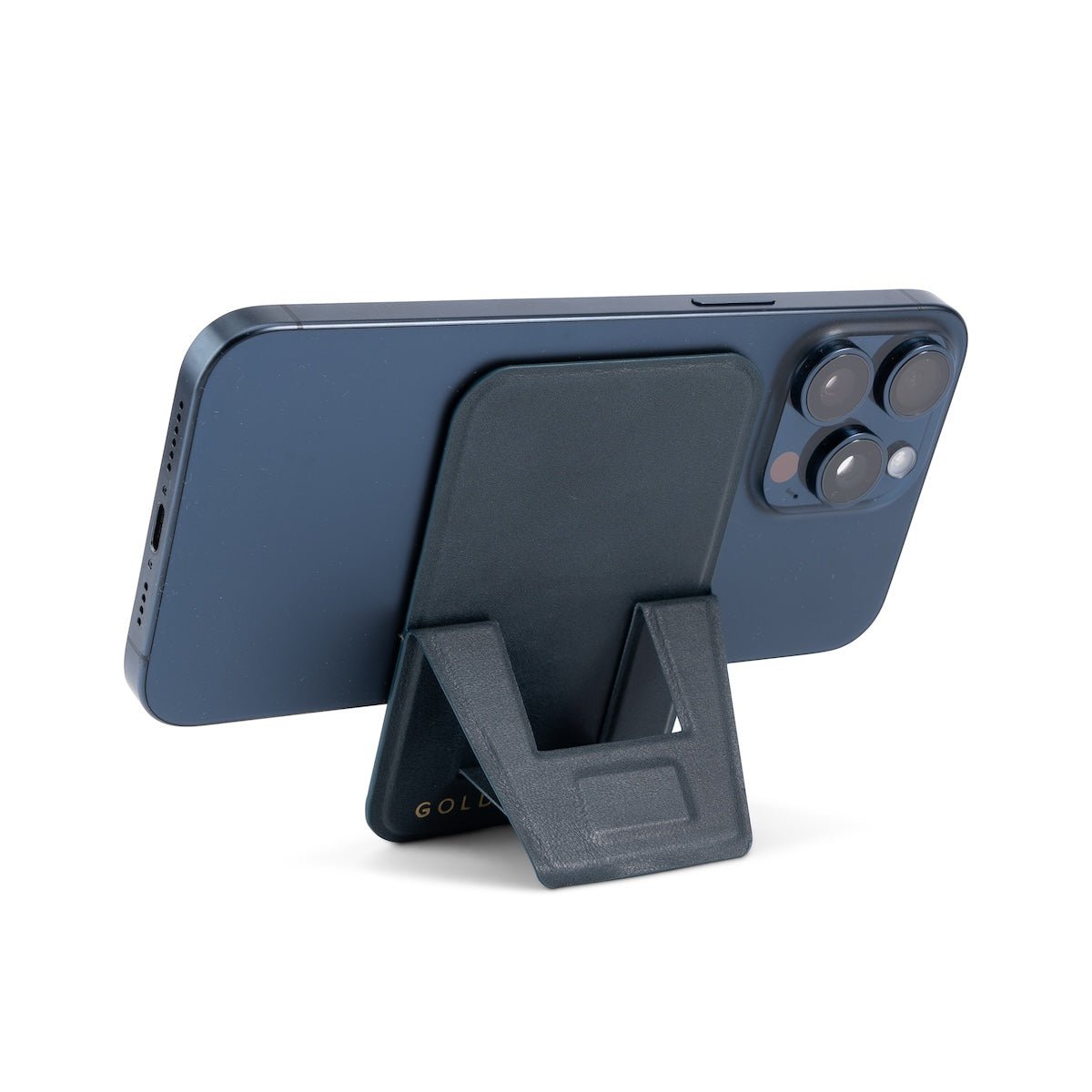 MagFlex Leder Handy Ständer Luxe blau mit Fingerhalter - GOLDBLACKpremium