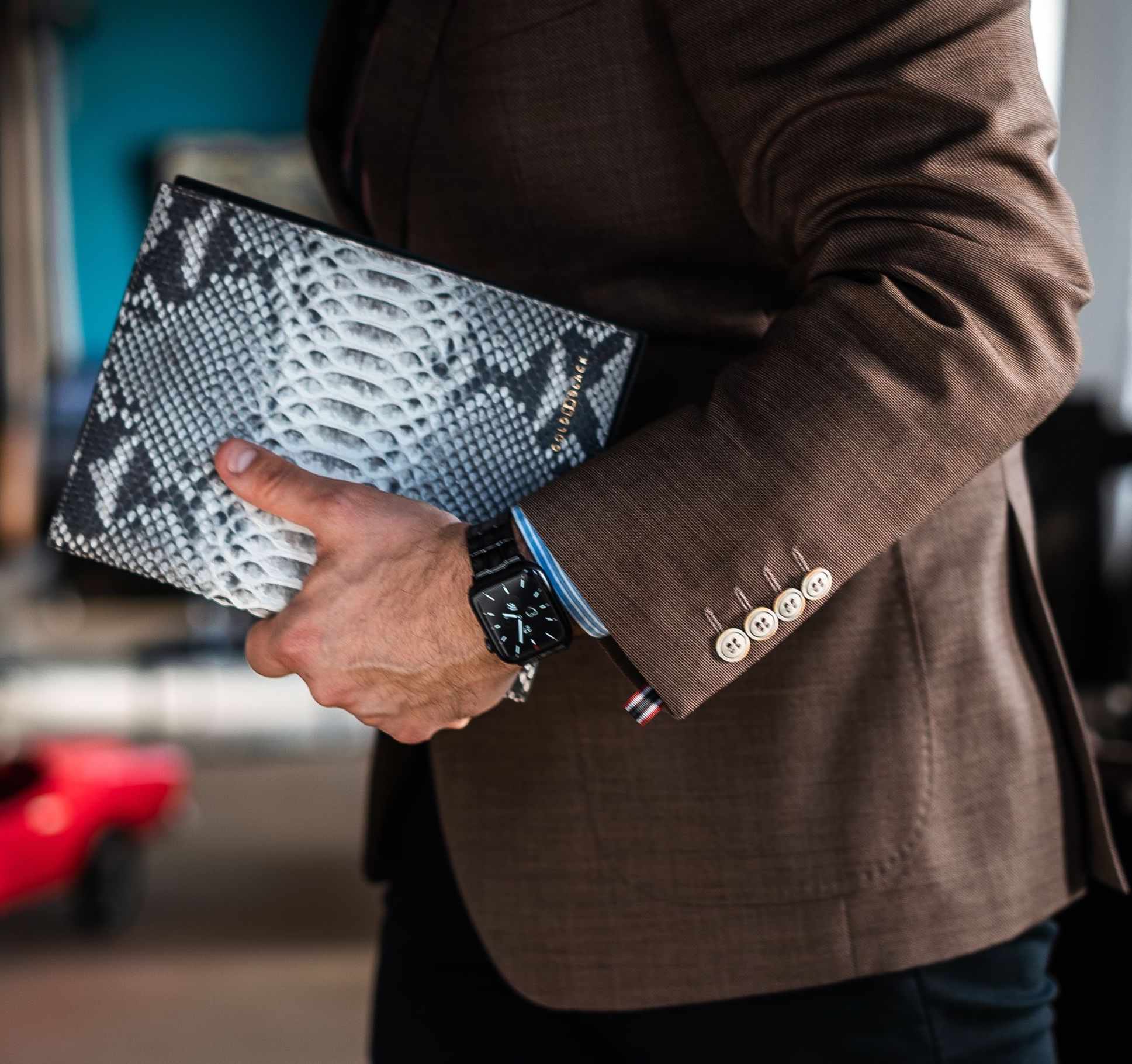 Notizbuch Pythonleder Natural - GOLDBLACKpremium