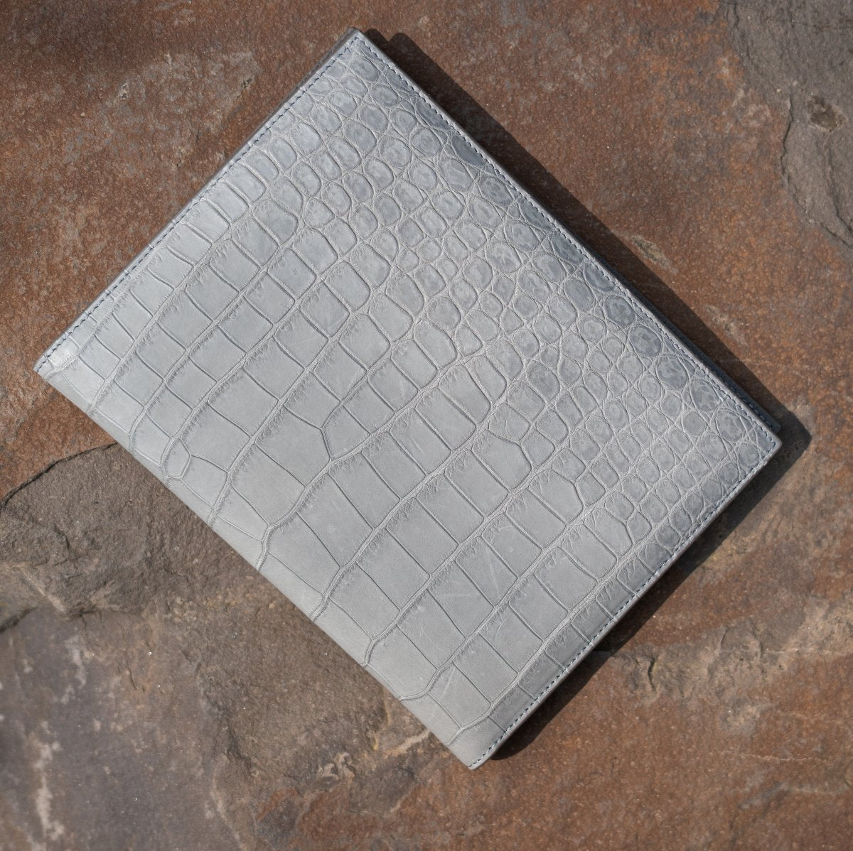 Notizbuch Krokodilleder Grau Limited Edition - GOLDBLACKpremium