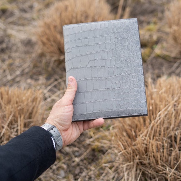 Notizbuch Krokodilleder Grau Limited Edition - GOLDBLACKpremium