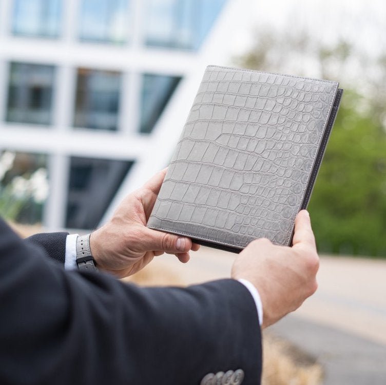 Notizbuch Krokodilleder Grau Limited Edition - GOLDBLACKpremium