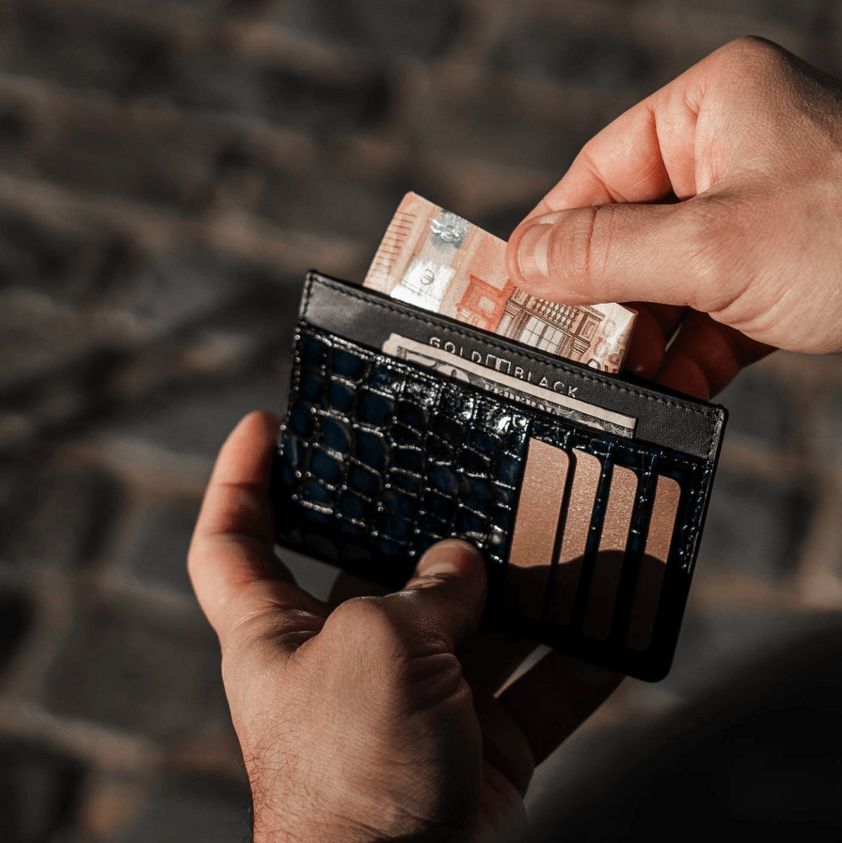 Royal Kartenetui Leder Milano-Design Blau - GOLDBLACKpremium