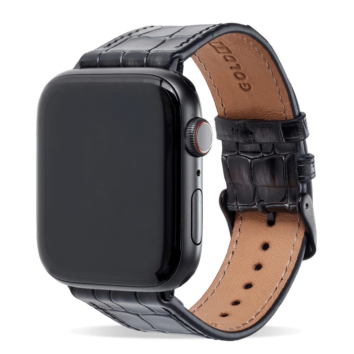 Apple Watch Leder Armband Milano grau (Adapter schwarz) - GOLDBLACKpremium