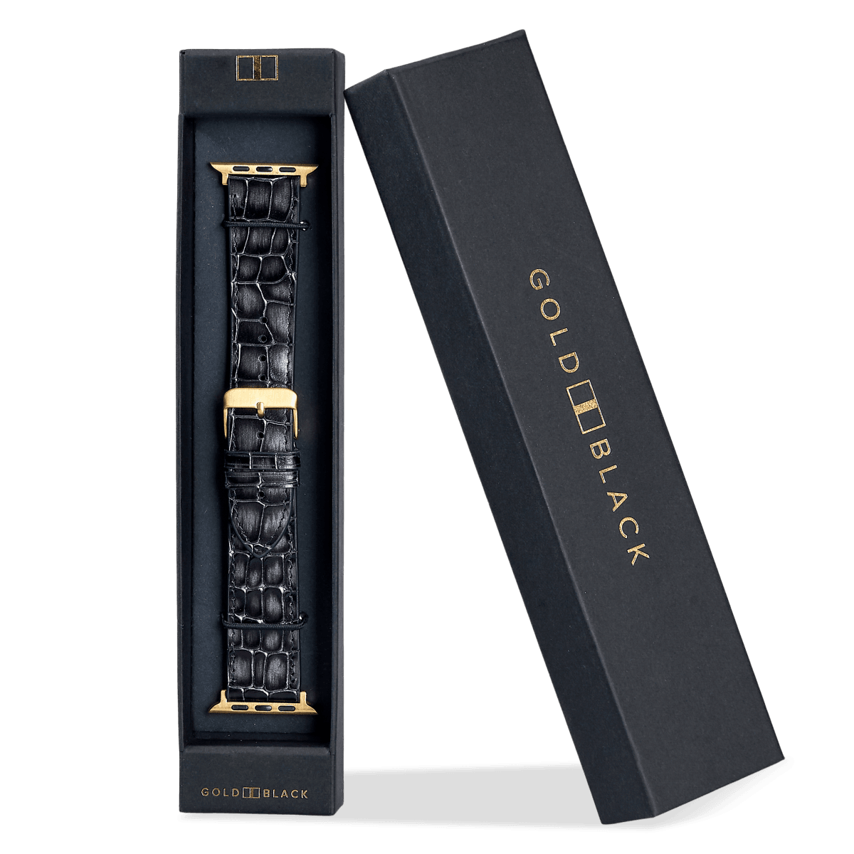 Apple Watch Leder Armband MILANO-Design grau (Adapter gold)) - GOLDBLACKpremium