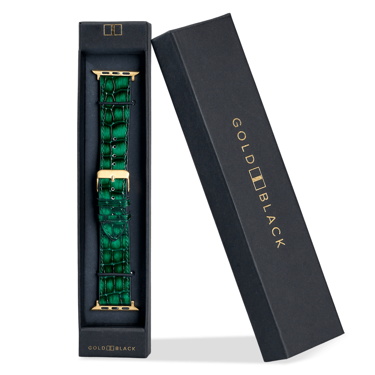 Apple Watch Leder Armband Milano grün (Adapter gold) - GOLDBLACKpremium