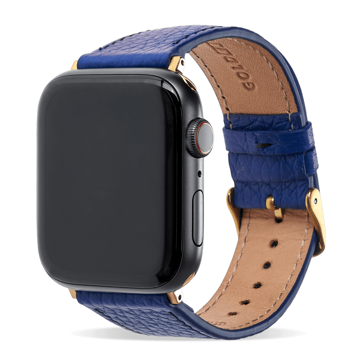 Apple Watch Leder Armband Nappa blau (Adapter gold) - GOLDBLACKpremium