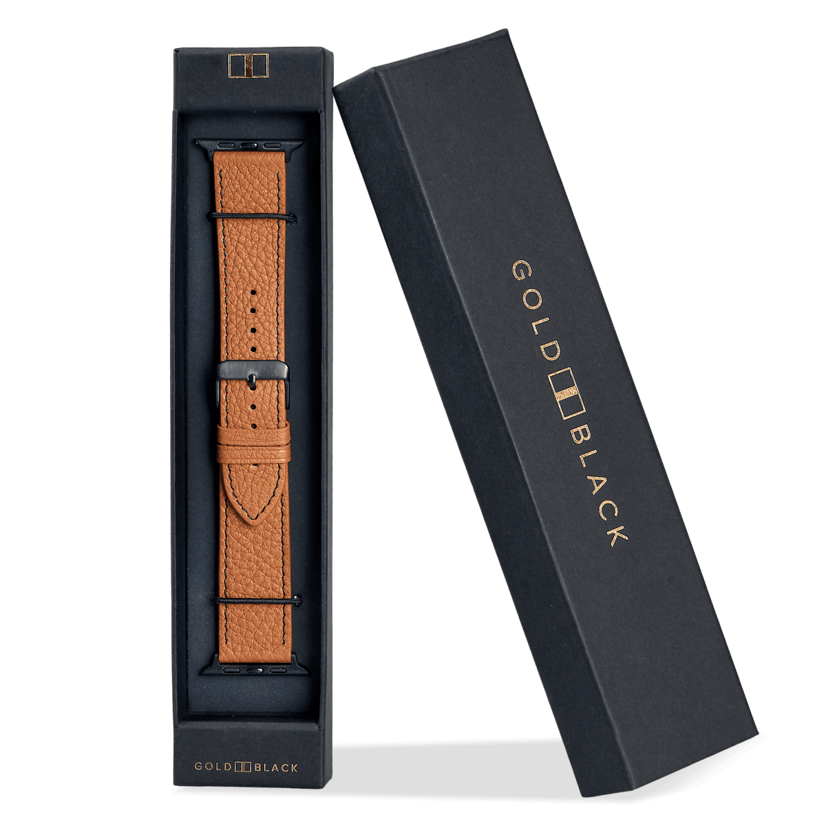 Apple Watch Leder Armband Nappa braun (Adapter schwarz) - GOLDBLACKpremium