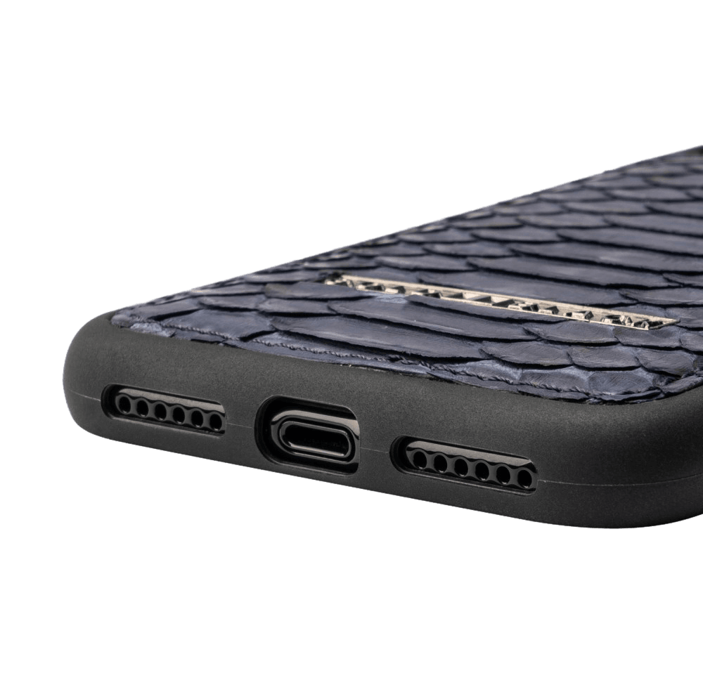 iPHONE 11 PRO LEDERHÜLLE PYTHON NAVY BLAU - GOLDBLACKpremium